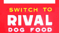 Rival Dog Food Yellow & White Writing